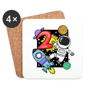 2. Geburtstag Astronaut 2 Jahre Jungen Geschenk - Untersetzer (4er-Set) - Weiß - Vorne