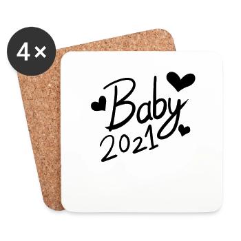 Baby 2021 - Untersetzer (4er-Set) - Weiß - Vorne