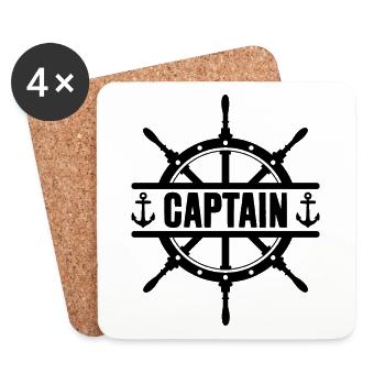 CAPTAIN KAPITÄN - Untersetzer (4er-Set) - Weiß - Vorne