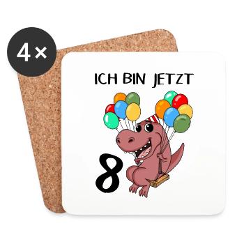 8. Geburtstag - 8 Jahre alt - Kindergeburtstag - Untersetzer (4er-Set) - Weiß - Vorne