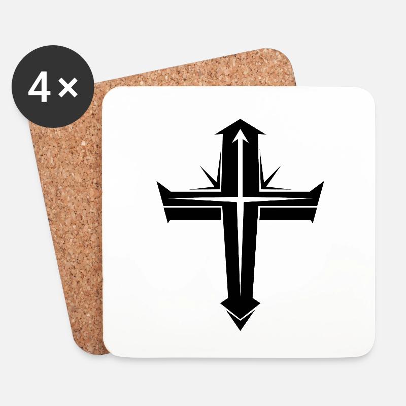Christliches Kreuz - Untersetzer (4er-Set) - Weiß