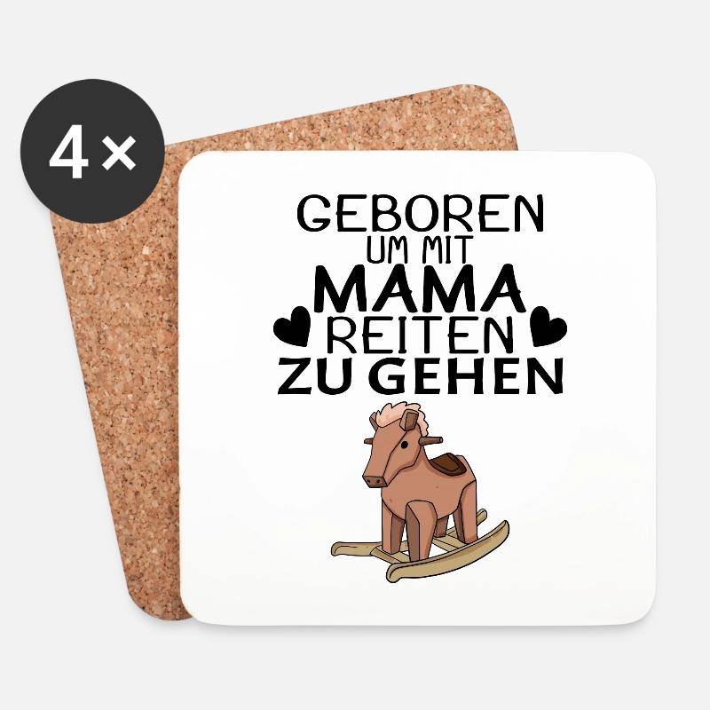 Geboren um mit Mama reiten zu gehen - Untersetzer (4er-Set) - Weiß
