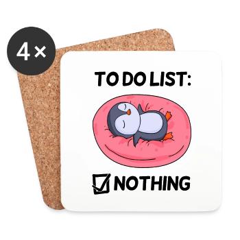 To do list Nothing Penguin Relax Lazy funny - Coasters (set of 4) - white - Front