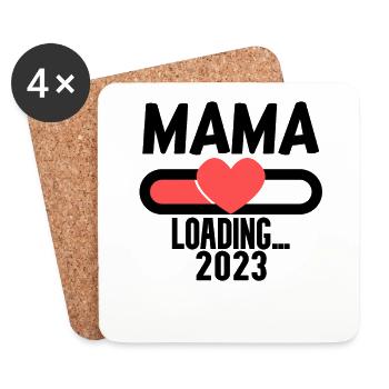 Mama 2023 - Werdende Mutter 2023 loading - Untersetzer (4er-Set) - Weiß - Vorne