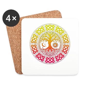 Yggdrasil Tree of Life Viking Nordic symbol - Coasters (set of 4) - white - Front