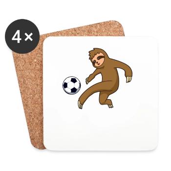 Comic sloth plays football - Coasters (set of 4) - white - Front