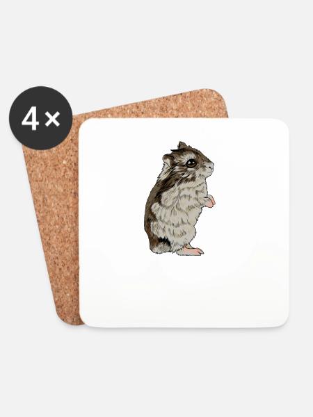 Dzungarian dwarf hamster - Coasters (set of 4) - white