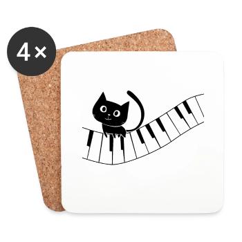 Piano Cat Piano I Funny Animals | Music - Coasters (set of 4) - white - Front