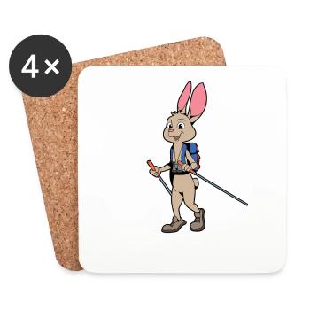 Lässiger Hase wandert - Wandern - Untersetzer (4er-Set) - Weiß - Vorne