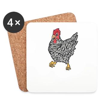 Kawaii Huhn - Amrock Huhn - Untersetzer (4er-Set) - Weiß - Vorne
