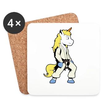 Comic Unicorn fait du Judo - Dessous de verre (lot de 4) - blanc - Devant