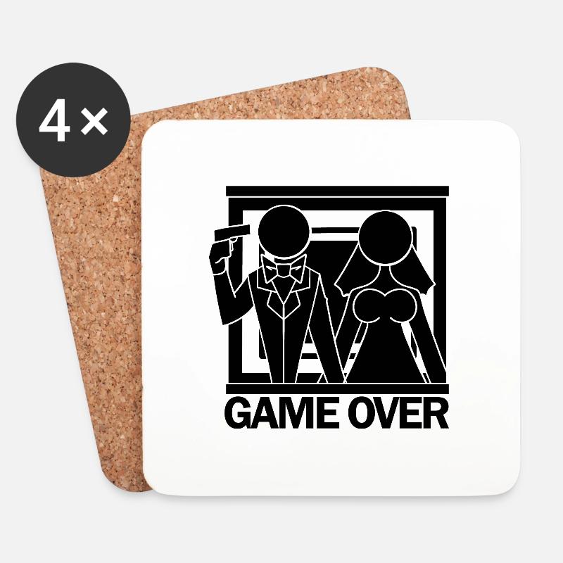JGA Braut Bräutigam Heirat Game Over Geschenk - Untersetzer (4er-Set) - Weiß