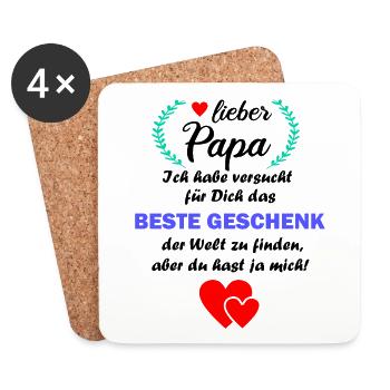 Papa lustig witzig Vater Geburtstag Geschenk - Untersetzer (4er-Set) - Weiß - Vorne