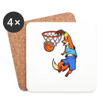 Comic Fuchs joue au basket-ball - Dessous de verre (lot de 4) - blanc - Devant
