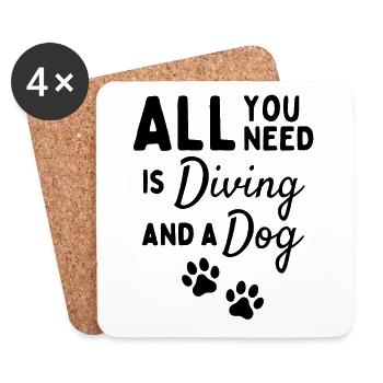Tout ce dont vous avez besoin est de plonger et d’un chien. - Dessous de verre (lot de 4) - blanc - Devant