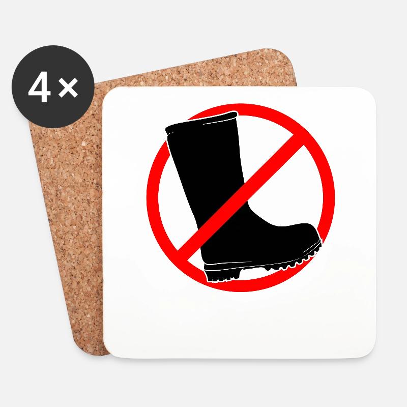 Gummistiefel verboten - Garten und Gartenarbeit - Untersetzer (4er-Set) - Weiß