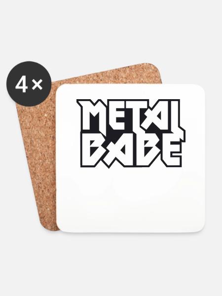 Metal Babe - Heavy Metal - Untersetzer (4er-Set) - Weiß