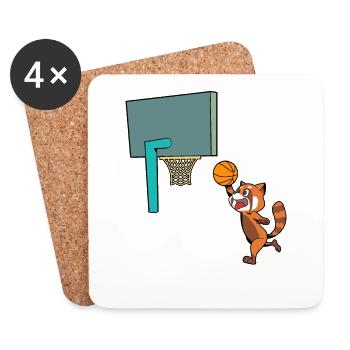 Comic Red Panda plays basketball - Coasters (set of 4) - white - Front