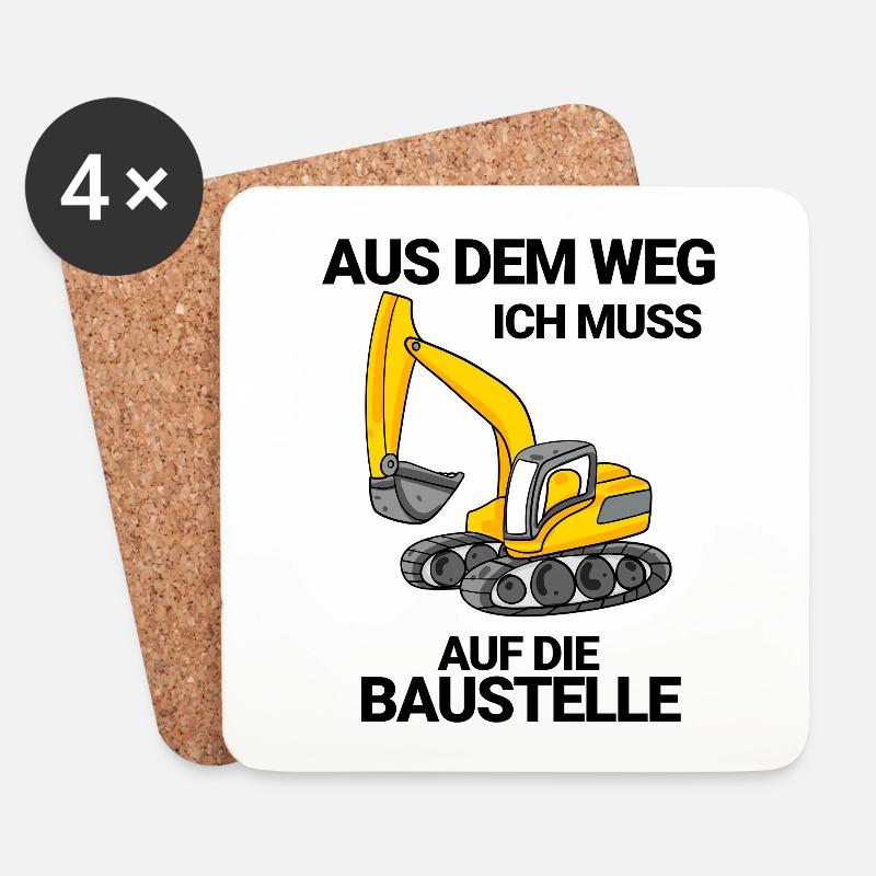 Baggerfahrer Bagger Baustelle Spruch - Untersetzer (4er-Set) - Weiß