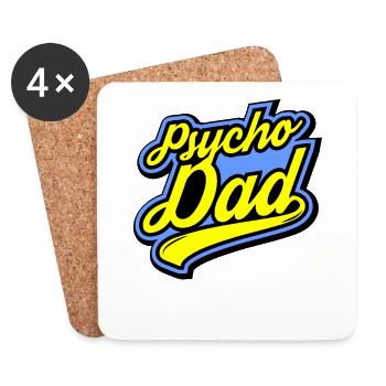 Psycho - Papa - Psycho - Dad - Coasters (set of 4) - white - Front