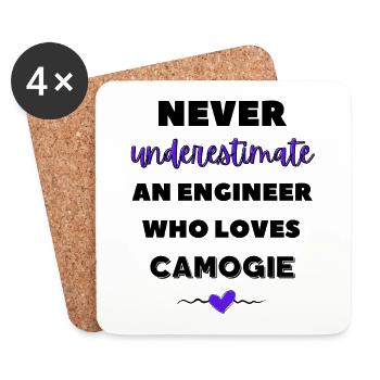 Unterschätzen Sie niemals einen Ingenieur, der Camogie liebt - Untersetzer (4er-Set) - Weiß - Vorne