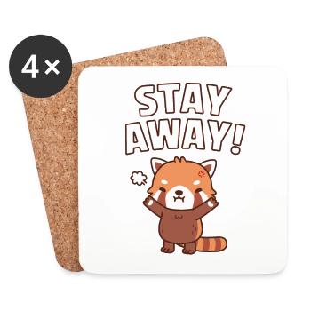 Angry But Cute Red Panda, Stay Away Funny - Coasters (set of 4) - white - Front