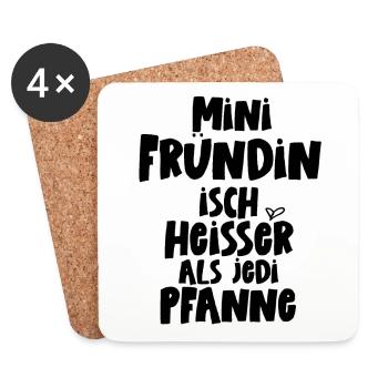 Fründin isch heisser als jede Pfanne Schweiz - Untersetzer (4er-Set) - Weiß - Vorne
