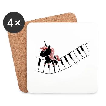 Piano Unicorn Piano Funny Animals Music - Coasters (set of 4) - white - Front