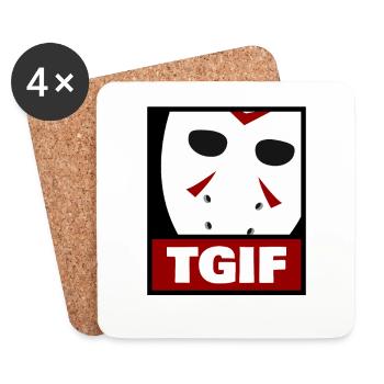 Horror mask thank God it's Friday - Coasters (set of 4) - white - Front