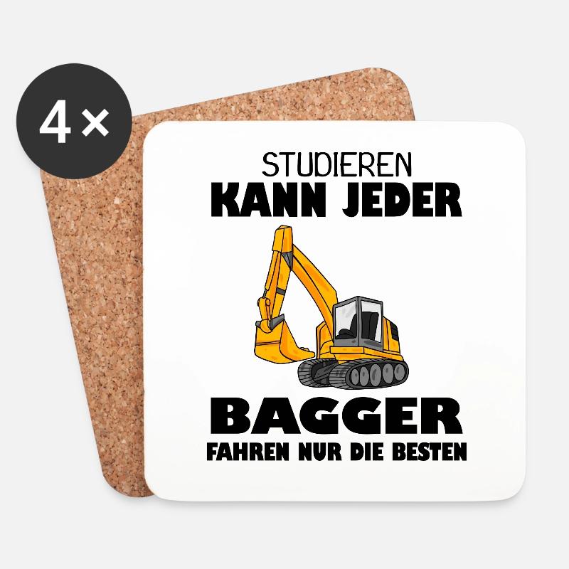 Bagger Baggerfahrer Spruch - Untersetzer (4er-Set) - Weiß