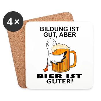 Bier Spruch lustig - Untersetzer (4er-Set) - Weiß - Vorne