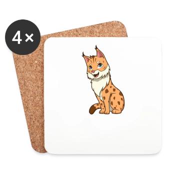 Kawaii Lynx - Coasters (set of 4) - white - Front
