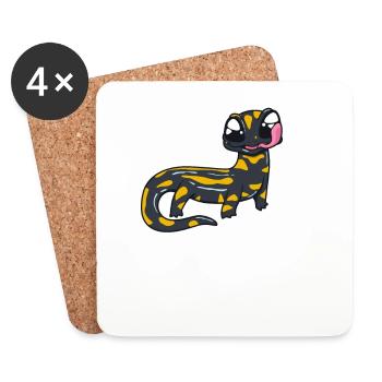 Kawaii Feuersalamander - Untersetzer (4er-Set) - Weiß - Vorne