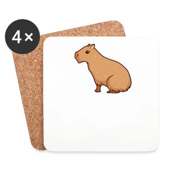 Kawaii Wasserschwein - Untersetzer (4er-Set) - Weiß - Vorne