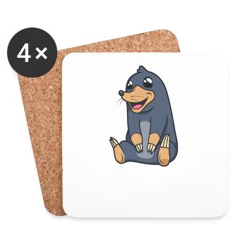 Kawaii Mole - Coasters (set of 4) - white - Front
