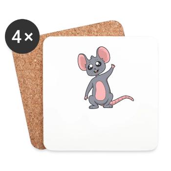 Kawaii Ratte - Untersetzer (4er-Set) - Weiß - Vorne