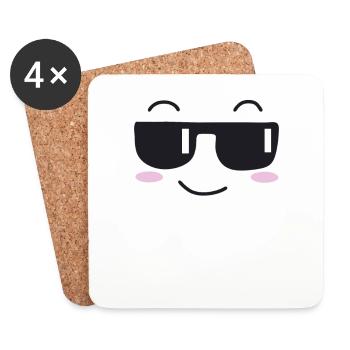 Sunglasses laugh face - Coasters (set of 4) - white - Front