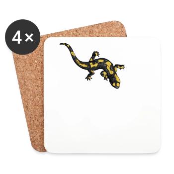Dessin d’une salamandre de feu - Dessous de verre (lot de 4) - blanc - Devant