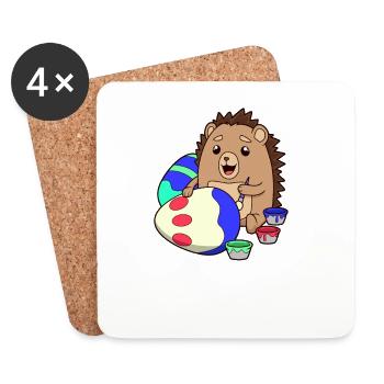 Ostern - Süßer Igel bemalt Ostereier - Untersetzer (4er-Set) - Weiß - Vorne