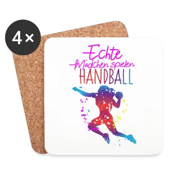 Echte Mädchen spielen Handball Handballspielerin - Untersetzer (4er-Set) - Weiß - Vorne