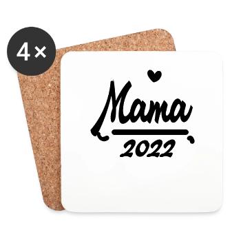 Mama 2022 - Werdende Mutter 2022 - Untersetzer (4er-Set) - Weiß - Vorne
