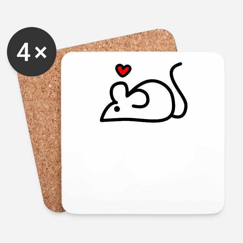 eine weiße Maus mit Herz - Untersetzer (4er-Set) - Weiß