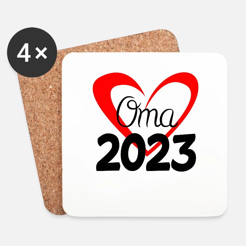 Oma 2023 - Werdende Oma - Untersetzer (4er-Set) - Weiß