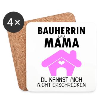 Bauherrin Mama Hausbau Baustelle Richtfest - Untersetzer (4er-Set) - Weiß - Vorne