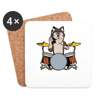 Batteur de Comic Wolf - Dessous de verre (lot de 4) - blanc - Devant