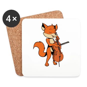 Comic Fuchs joue du violoncelle - Dessous de verre (lot de 4) - blanc - Devant