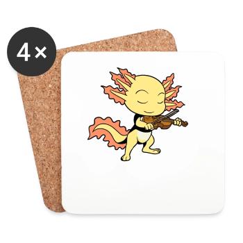 Comic Axolotl spielt Geige - Untersetzer (4er-Set) - Weiß - Vorne