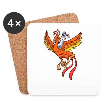 Rabbit rides on Phoenix - Coasters (set of 4) - white - Front