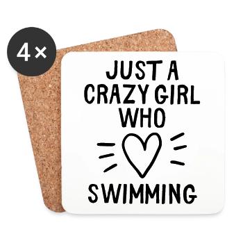 Nur ein verrücktes Mädchen, das gerne schwimmt. - Untersetzer (4er-Set) - Weiß - Vorne