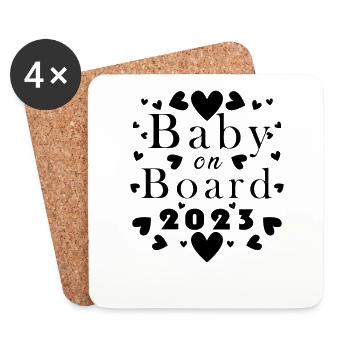 Baby 2023 Schwanger Schwangerschaft - Untersetzer (4er-Set) - Weiß - Vorne